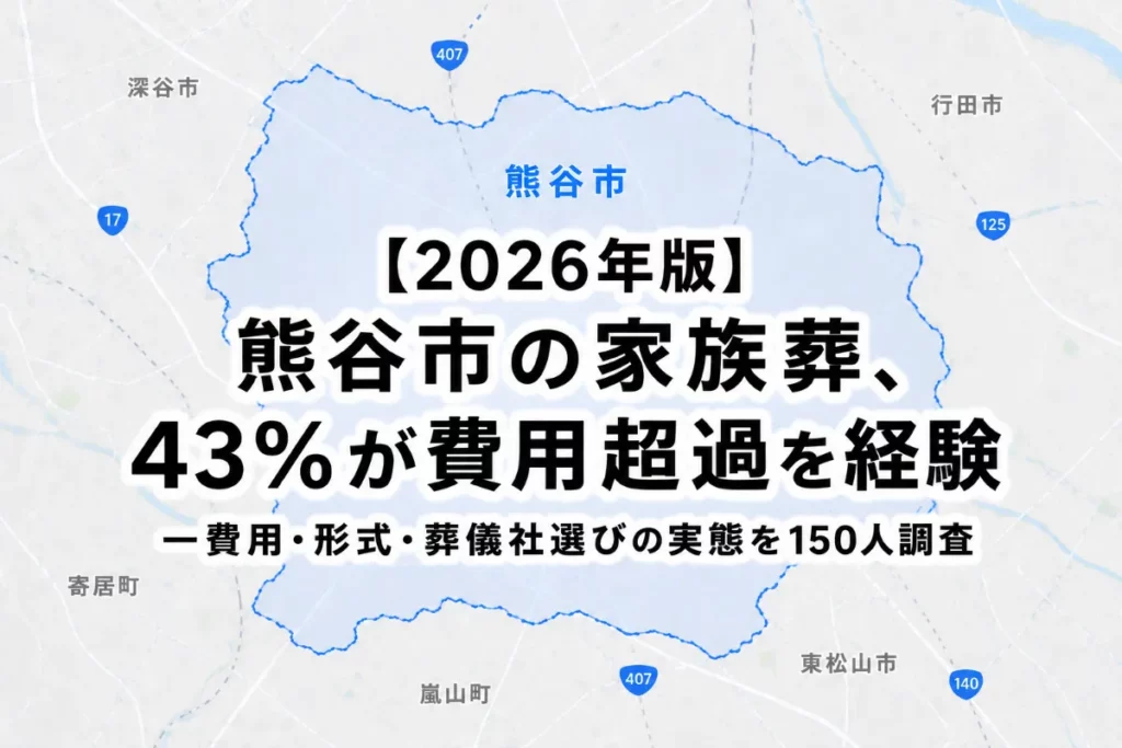 【2026年版】熊谷市の家族葬、43%が費用超過を経験——費用・形式・葬儀社選びの実態を150人調査