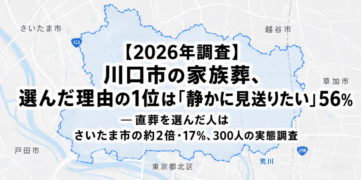【2026年調査】川口市の家族葬、選んだ理由の1位は「静かに見送りたい」56%——直葬を選んだ人はさいたま市の約2倍・17%、300人の実態調査