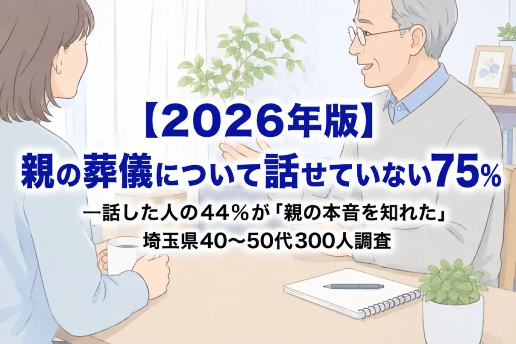 【2026年版】親の葬儀について話せていない75%——話した人の44%が「親の本音を知れた」埼玉県40〜50代300人調査