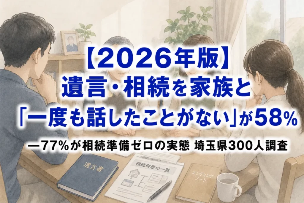 【2026年版】遺言・相続を家族と「一度も話したことがない」が58%——77%が相続準備ゼロの実態 埼玉県300人調査