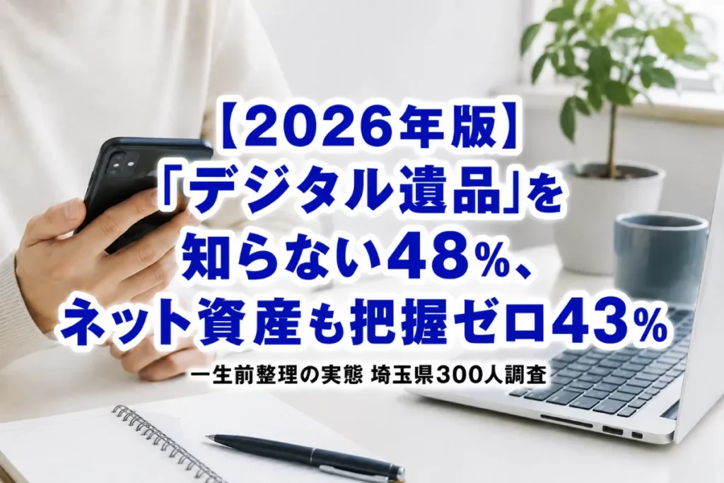 【2026年版】「デジタル遺品」を知らない48%、ネット資産も把握ゼロ43%——生前整理の実態 埼玉県300人調査